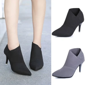Botas de tobillo de encaje para mujer Stiletto zapatos de tacón fiesta trabajo oficina - Imagen 1 de 28