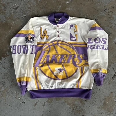 Vintage 80s Starter Los Angeles Lakers AOP Sweater Large NBA Showtime Kobe Shaq - Image 1 of 4