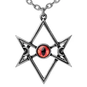 Unicursal Hex Pendant Necklace Gothic Supernatural Hexagram Eye, Alchemy England - Picture 1 of 4