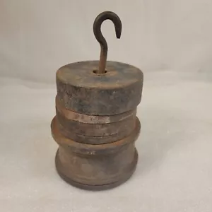 8 PIEZAS Pesos de plataforma a escala de hierro fundido vintage con percha 13 libras en total - Imagen 1 de 4