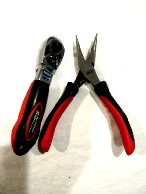 Performance Tool W9116 1/4"/3/8" Stubby Ratchet & ACE Needle Nose Pliers - Image 1 of 4