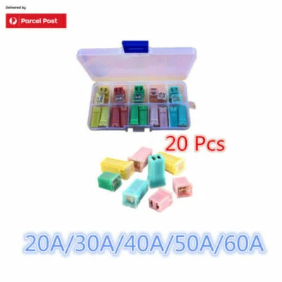 20Pcs Square Fuse Kit Mini Fuse Assortment 20A 30A 40A 50A 60A Fit AU Stock - image 1 of 4