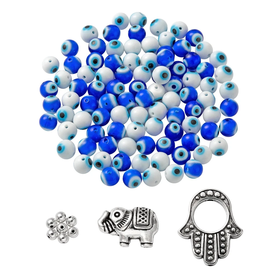 1 caja de cuentas de murano de mal de ojo hechas a mano de aleación tibetana para kits de búsqueda de joyas hágalo usted mismo Foto 1 de 4