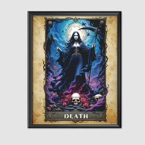 Tod Tarot Karte Poster Druck Sensenmann Vintage Gothic Dark Academia Wandbild  - Bild 1 von 18