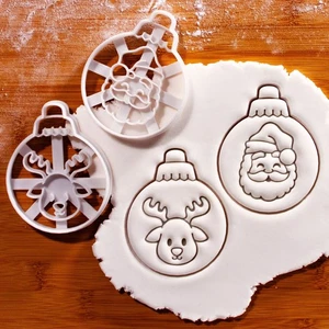 Santa Claus & Reindeer Bauble Cookie Cutters - Christmas globe bubble ornament - Picture 1 of 8