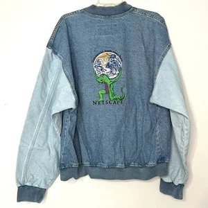 Rare Vintage Netscape Commercial Applications Team Mozilla Size L Jeansjacke - Bild 1 von 18