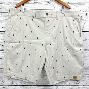 Foundry Chino Shorts Men's 🆕[Size 44] Tan Sailboat Allover Print Flat Front New - Picture 1 of 9