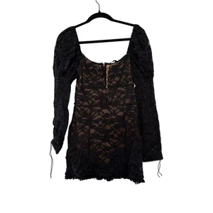 For Love & Lemons x Victoria's Secret Black Violetta Lace Dress sz M - Picture 1 of 11