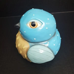 Kitschy Hard Rubber Pudgy Blue Bird Piggy Bank Vintage 6"x6" - Picture 1 of 9