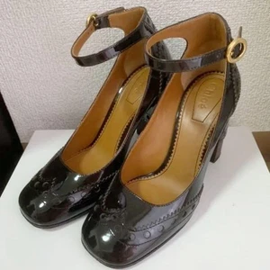Beautiful Chloe Pumps Thick Heel Western Style Brown - Picture 1 of 10