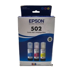 Paquete combinado de tinta Epson EcoTank 502 amarillo cian magenta nuevo sellado EXP 10/25 - Imagen 1 de 5