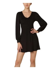 ULTRA FLIRT Womens Black Long Sleeve Scoop Neck Short Sheath Dress L - Picture 1 of 3
