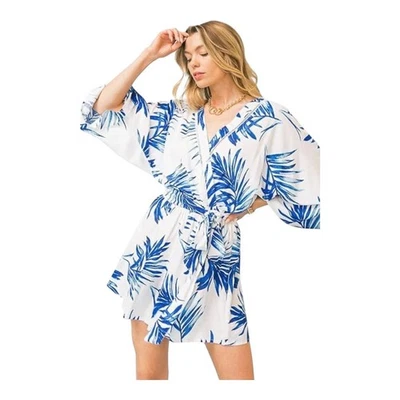 Mameluco Flying Tomate Talla Grande Cuello en V Espalda Blanco Azul Verano Grecia Mujer Palma Foto 1 de 4