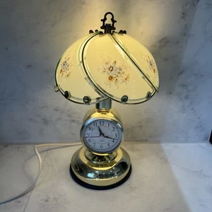 Vintage 90er Tiffany Stil Glas/Keramik/Metall Floral/Uhr/PAT geprüft  - Bild 1 von 12