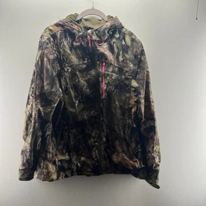 Mossy Oak Camouflage Jacket Womens XL Hooded Camo Pink Accents Pockets - Picture 1 of 5