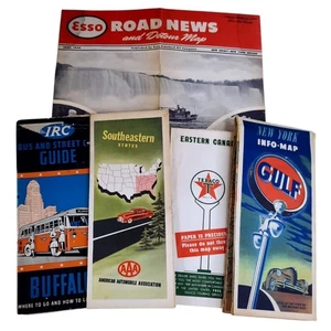 Lote de 5 mapas de Buffalo NY Canadá años 40 Gulf ESSO Texaco autobús diario basura papel de colección. - Imagen 1 de 20