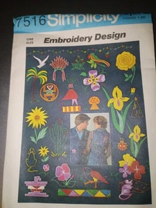 Simplicity 7516 Transfer Stickerei Design Blumen Pilz Vogel Indianer - Bild 1 von 3