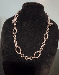 Judith Ripka CZ Sterling Silver Link Necklace w Charm Topaz & CZ - Picture 1 of 10