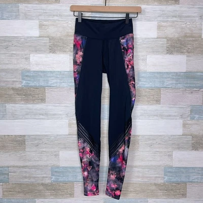 Marika Floral Malla Ropa Activa Leggings Negro Rosa tiro medio Yoga Gimnasio Mujer XS Foto 1 de 4