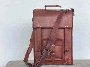 Bag Leather Laptop Messenger Briefcase Men's Vintage Shoulder Satchel Genuine - Picture 1 of 5