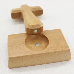 Wooden Standing Cross Statue Figurine Versatile Sculpture for Church Office - Picture 1 of 7