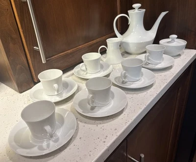 BLOCK BIDASOA Spain Coffee Tea Espresso Set - 6 Demitasse Cups Saucers Pot Mint - Image 1 of 4