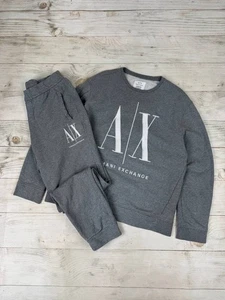 Armani Exchange Chándal Sudadera Y Pantalones Logo Grande Hombres Talla L Gris - Imagen 1 de 18