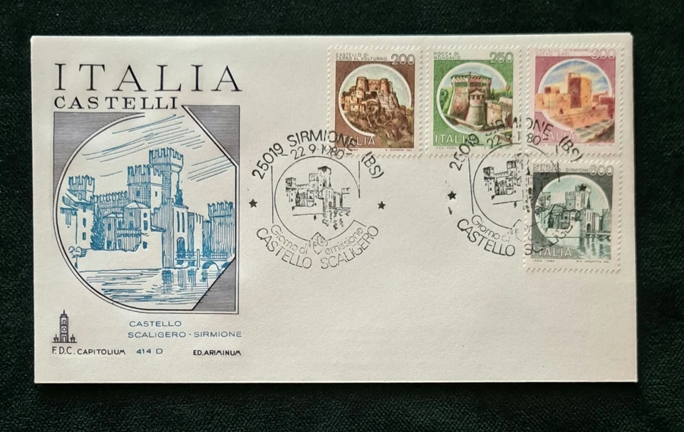 Italia busta primo giorno francobollo " Castelli D'Italia " Serie Del 1980 - Immagine 1 di 1