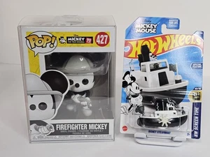 Mickey Mouse Feuerwehrmann 90 Jahre Funko Pop 427 + Geschenk mit Schutz & Wandregal - Bild 1 von 19