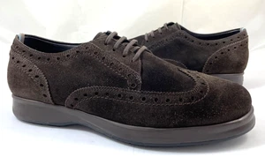 Ferragamo World 8.5 2E 3E Suede Leather Derby Oxfords Shoes Brown Reg $350 - Picture 1 of 6