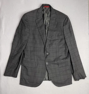 Isaia Mens Wool Sport Coat Blazer Jacket Size 52 Gray Check *FLAWS - Picture 1 of 11