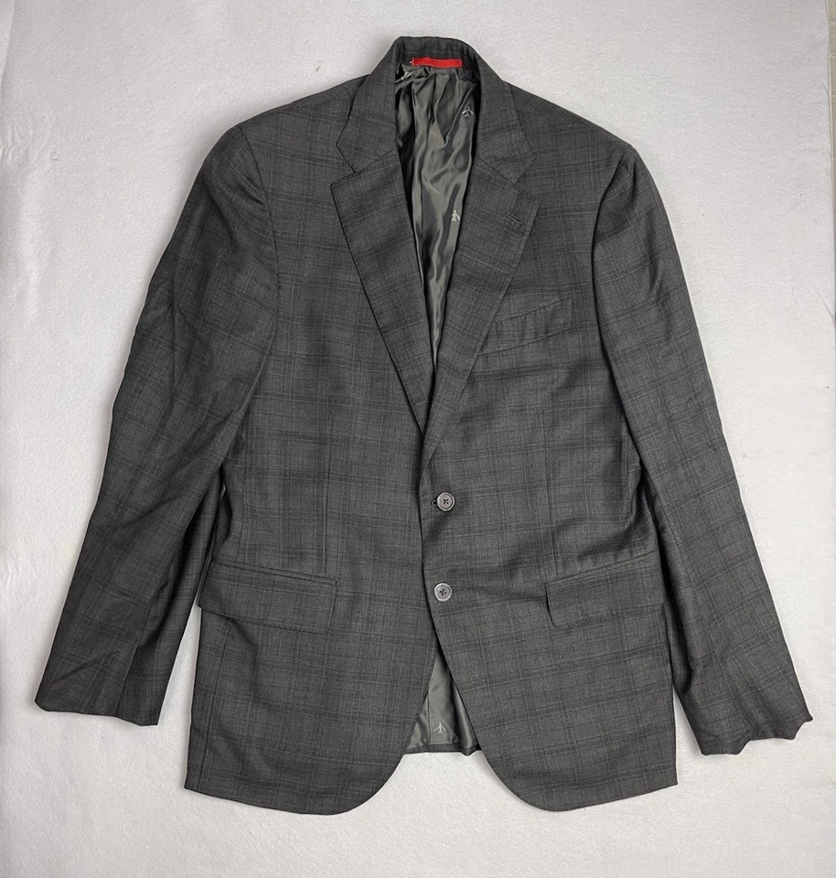 Isaia Mens Wool Sport Coat Blazer Jacket Size 52 Gray Check *FLAWS - Image 1 of 4