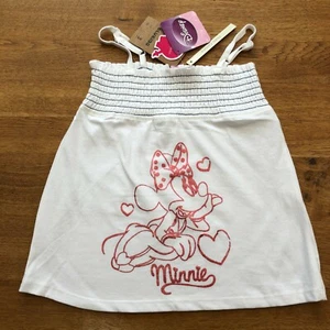 Official Disney Girls White Minnie Mouse Smocked Strappy Top - BNWT - Picture 1 of 4
