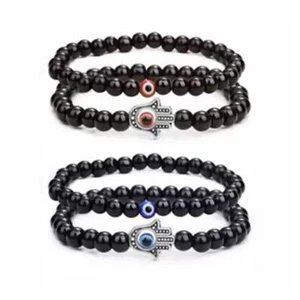 2 Stück Hamsa Evil Eye Armband Türkis Perlen Sets Damen Herren Glück Schmuck ... - Bild 1 von 14