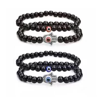 2 Stück Hamsa Evil Eye Armband Türkis Perlen Sets Damen Herren Glück Schmuck ... - Bild 1 von 4
