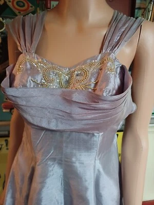 True VTG Mid-century 1940s 1950s Iridescent Satin Cocktail Prom Dress Art Deco S - Image 1 of 4
