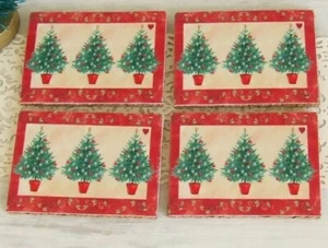 Miniature Dollshouse Accessories 4 Christmas Placemats with Cork Backing 1:12th - Picture 1 of 3