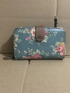 Cath Kidston Bifold Wallet Coin Purse Billfold Floral Pattern Khaki Vintage - Picture 1 of 19
