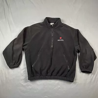 Vintage Molson Canadian Beer Polar Beach Fleece Jacket Black XXL USA Made VTG - Image 1 of 4