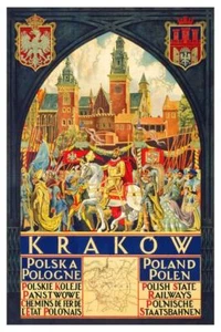 Póster de reproducción vintage de viaje A3 en papel fotográfico en lienzo mate Cracovia Polonia - Imagen 1 de 1