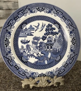 Queens Blue Willow by Churchill - 10 1/4" Dinner Plate England - Picture 1 of 6