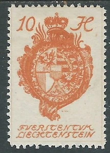 1920 LIECHTENSTEIN CASTELLO VADUZ 10 H VARIETà 0 INVERTITO MH * - R28-2 - Bild 1 von 1