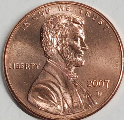 2007 d Uncirculated (BU) Lincoln Memorial Cent (Penny) Cover