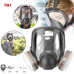 6800 Staubmaske Gasmaske 7 in 1 Lackiermaske Atemschutz Vollmasken mit 2 Filter - Bild 1 von 14