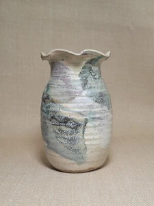 Vintage 96' Buie Keramik Vase Smoky Mountain handgeworfen Studio Kunst geraffter Rand - Bild 1 von 12