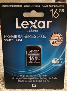 Lexar Premium 16GB SDHC Card Class 10 45 MB write speed sealed reliable speed  - Picture 1 of 2