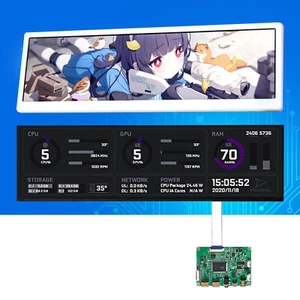 12.6 inch NV126B5M LCD 1920*515 For PC Case DIY Hyte Y60 Aida64 CPU GPU Monitor - Photo 1/15