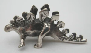 A Fabulous Solid Silver 925 Miniature Stegosaurus Dinosaur Statue Figure - Picture 1 of 6