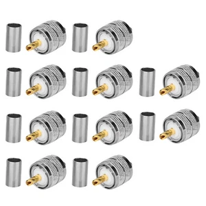 10*PL259 PL-259 UHF male plug pin Crimp for RG58 RG142 LMR195 Coaxial Cable b - Zdjęcie 1 z 12