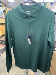 Izod Approved Schoolwear Long Sleeve Polo Shirt Size S/p (34/35) Regular Green - Picture 1 of 9